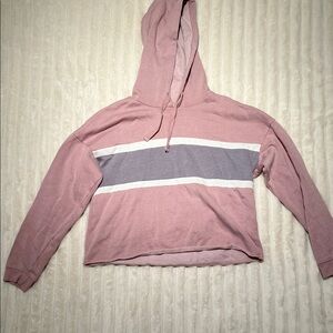Hippie Rose Pink and Gray Striped Hoodie